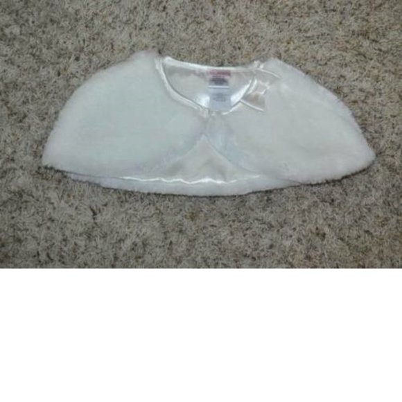 *Holiday Dress & Shrug sz 3T Pink White Sparkle Formal Capelet 2 Pc Set Girls - Picture 6 of 7